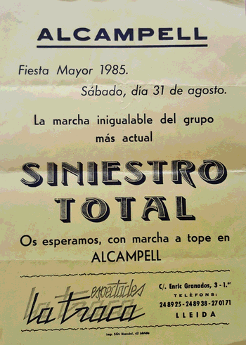 Octaveta Siniestro Total a Alcampell, 1985