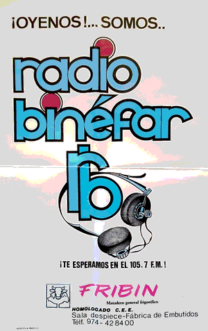 Cartell publicitari de Radio Binéfar (1986)