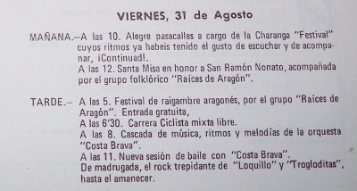 Fragment del llibret de la Festa Major d'Alcampell (estiu 1984)