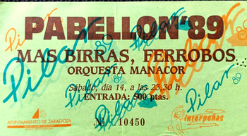 Entrada d'un concert de Ferrobós i Más Birras (1989)