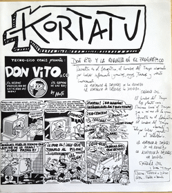 Còmic de Montesol que inspirà «Revuelta en el frenopático», a la carpeta interior del disc 'Kortatu'