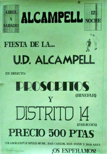 Cartel de un concierto con Distrito 14 (Alcampell, 1995)