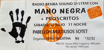 Entrada de un concierto con Mano Negra (Fraga, 1995)