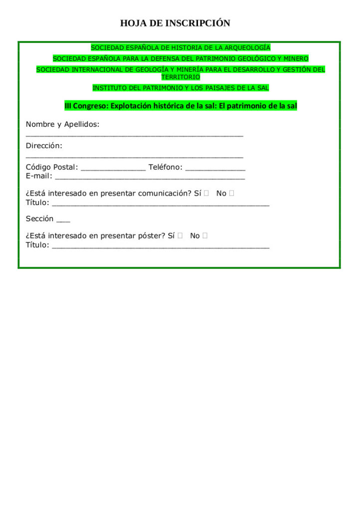 1ª circular Congreso Sal 2019 inscripcion