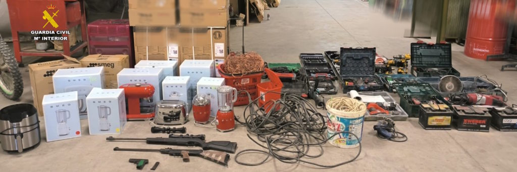 Artículos robados incautados por la Guardia Civil de Binéfar