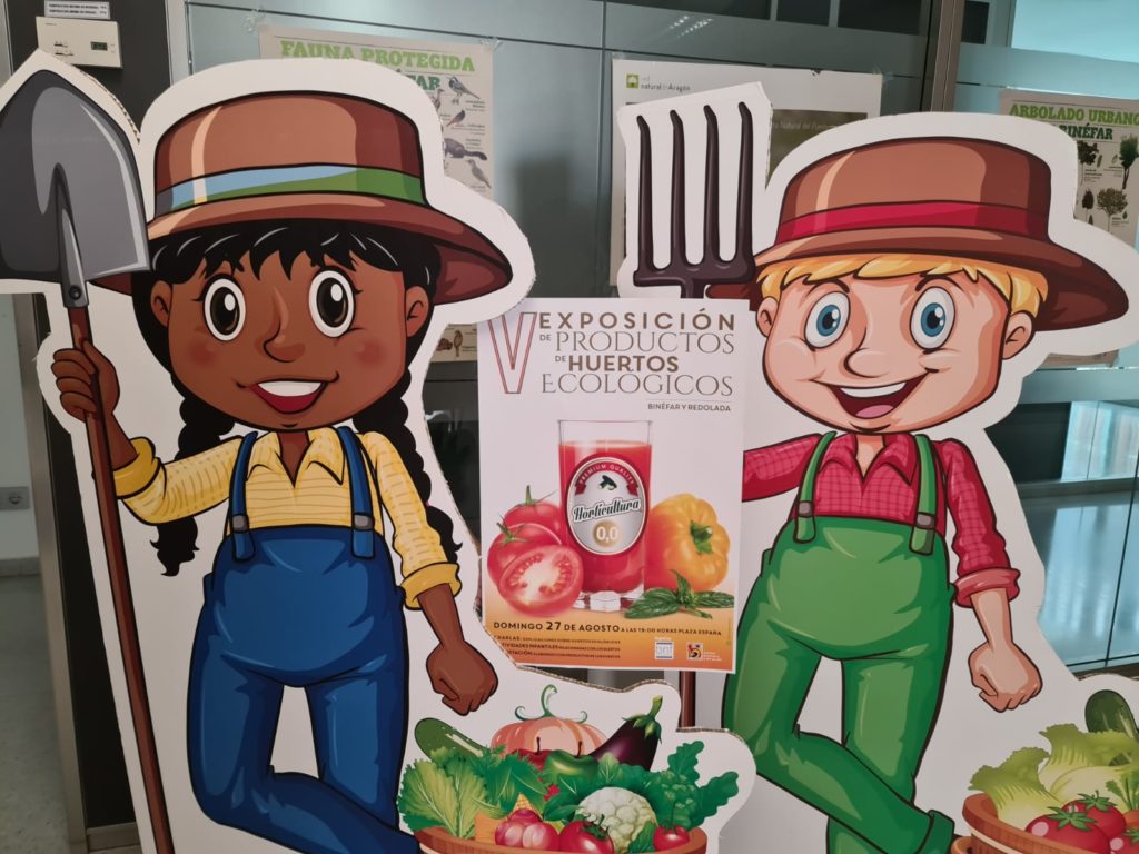 Cartel con la foto de cómic de dos hortelanos